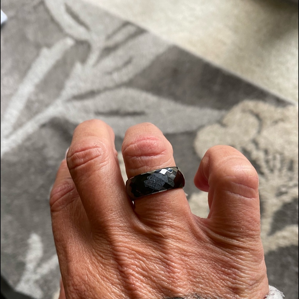 Harley Davidson woman’s black Diamond cut wedding band..